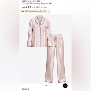 Victorias Secret Pink Iconic Stripe Glazed Satin Pajamas